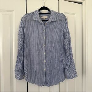 EUC LOFT Striped Button Down Shirt - Blue and White